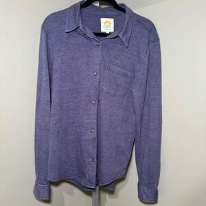 C&C California Womens Molly Knot Button Down Shirt Blue Long Sleeve Casual Top L